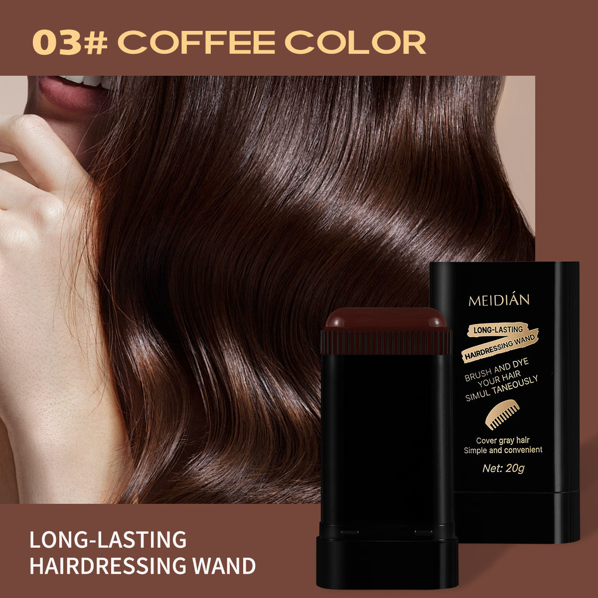 Disposable Portable Hair Coloring Stick for White Hair Cover