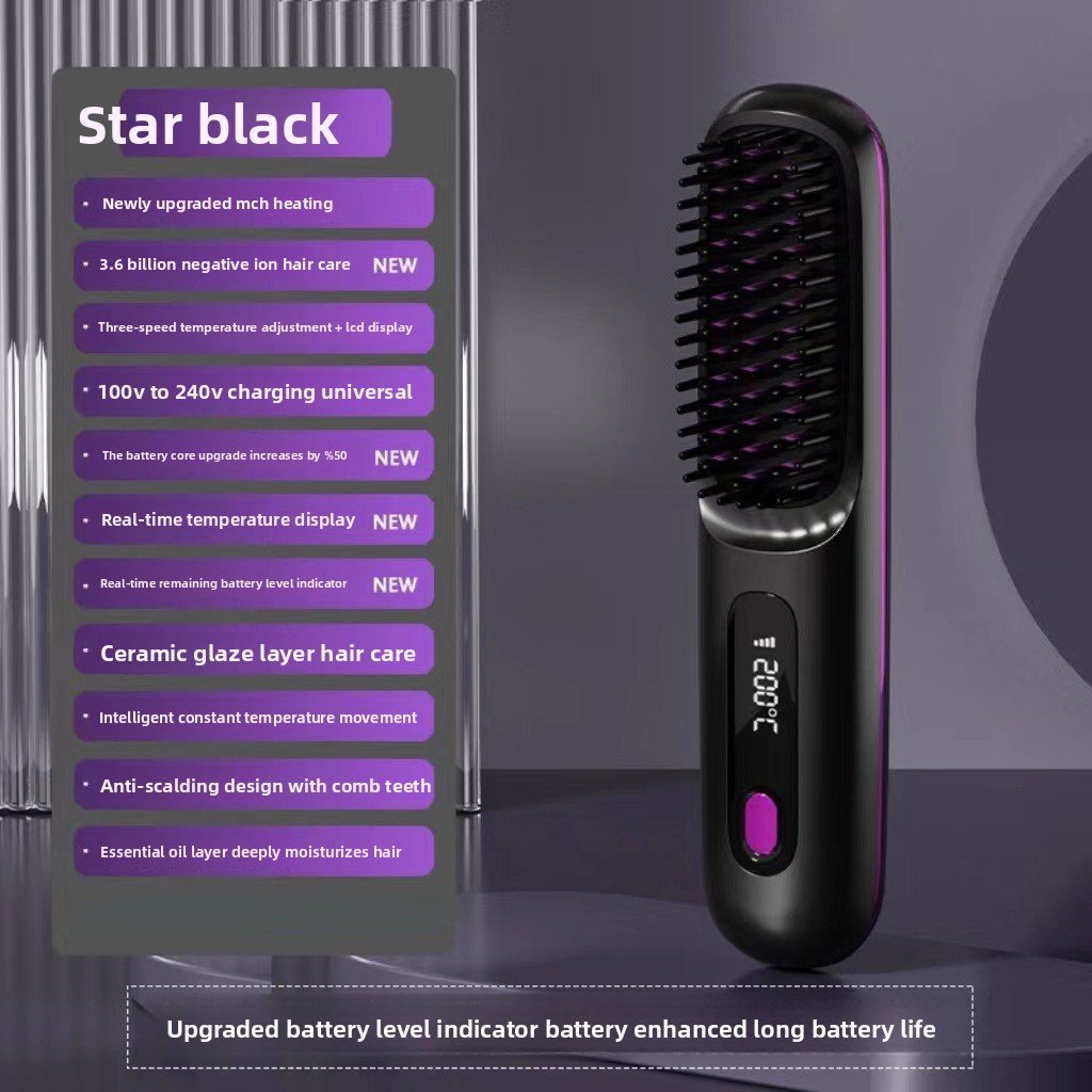 LCD display ceramic straight hair comb