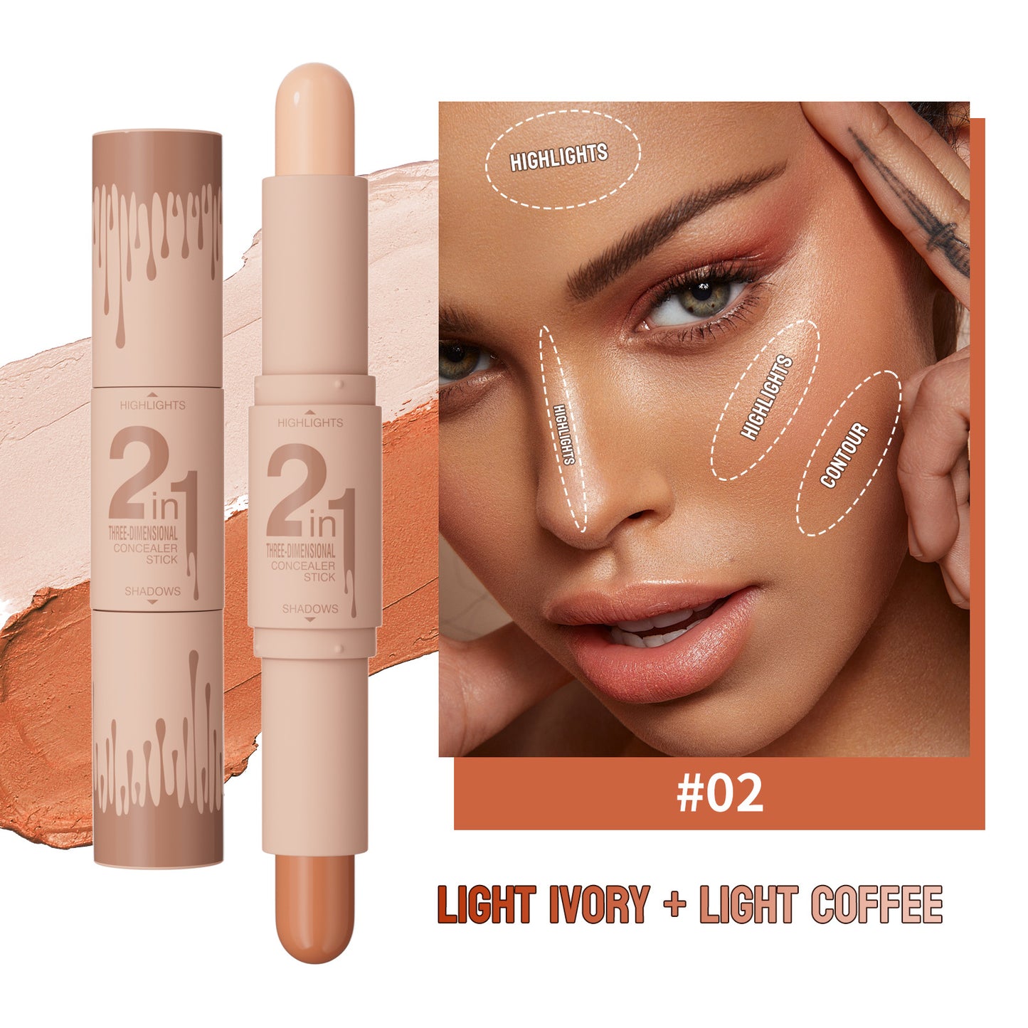 Makeup Three-dimensional Face Double-head Fit Stick