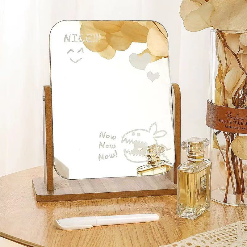 Wooden makeup mirror for grooming