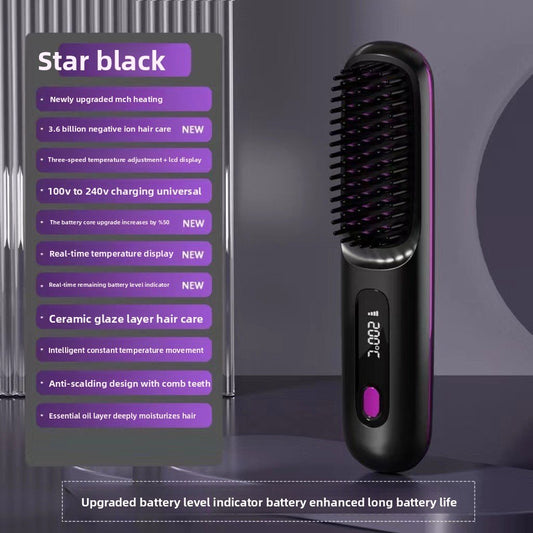 LCD display ceramic straight hair comb