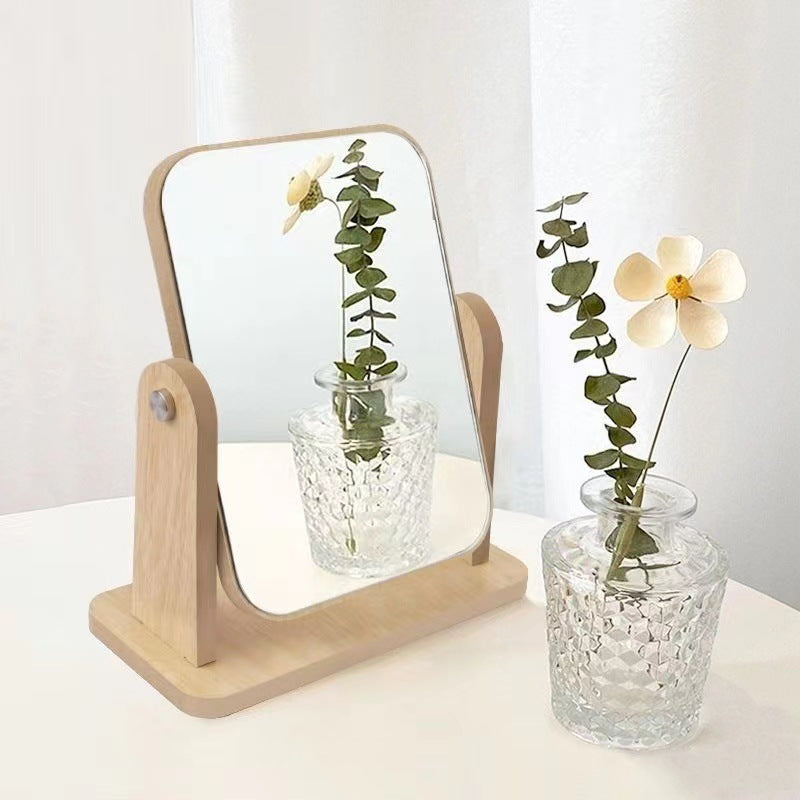 Wooden makeup mirror for grooming