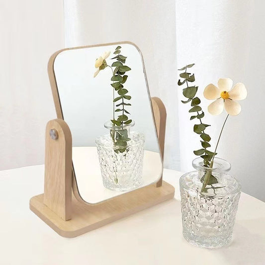 Wooden makeup mirror for grooming
